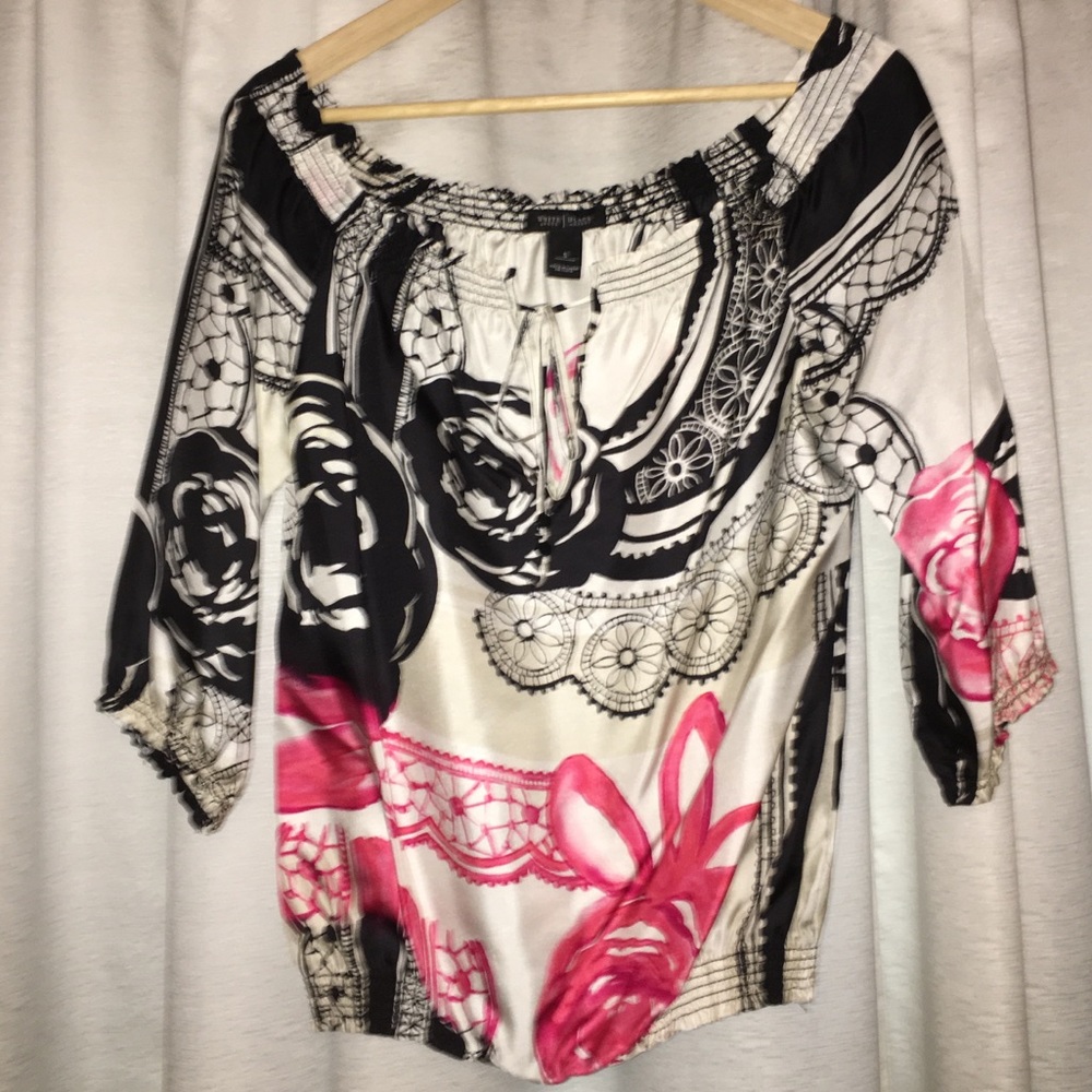WHBM Off the Shoulders Silk Blouse